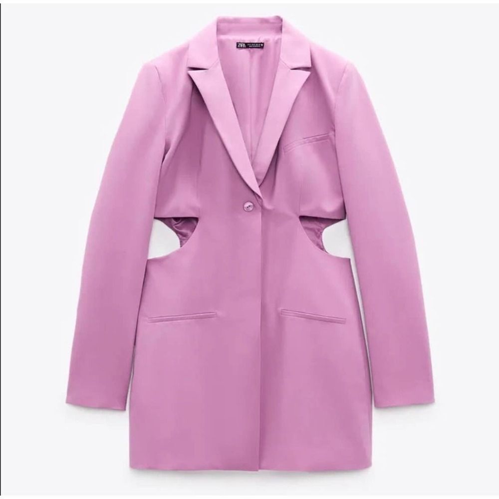Zara EUC Side Cut Pink Lilac Lavender Blazer Dress Size XS Bloggers Favourite - Picture 5 of 11